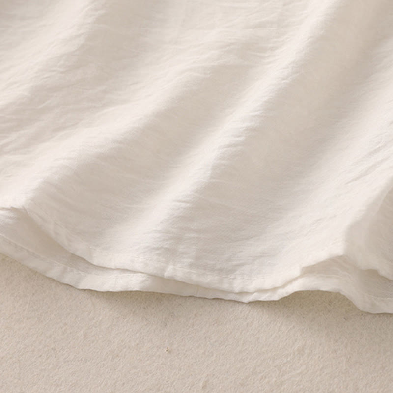 Buddha Stones Solid Color Frog-Button Design Puff Short Sleeve Women's T-Shirt - image 11