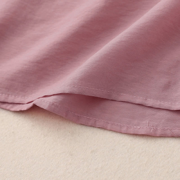 Buddha Stones Solid Color Frog-Button Design Puff Short Sleeve Women's T-Shirt - image 5