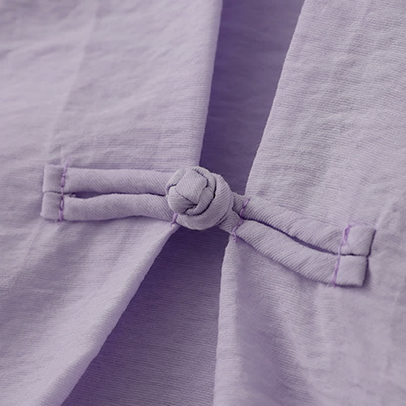 Buddha Stones Solid Color Frog-Button Design Puff Short Sleeve Women's T-Shirt - image 16