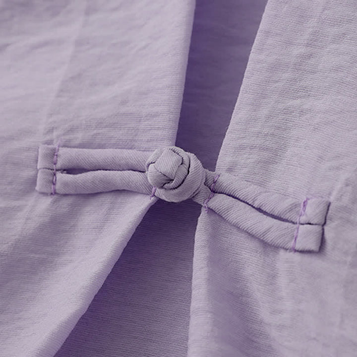 Buddha Stones Solid Color Frog-Button Design Puff Short Sleeve Women's T-Shirt - image 16