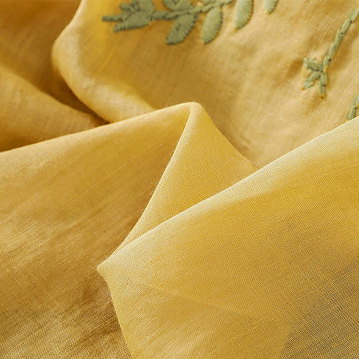 Buddha Stones Retro Embroidery Floral Pattern Short Sleeve Crew Neck Women's Shirt - image 19