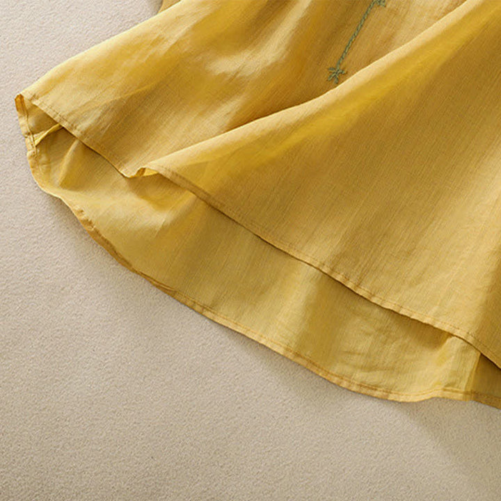 Buddha Stones Retro Embroidery Floral Pattern Short Sleeve Crew Neck Women's Shirt - image 23