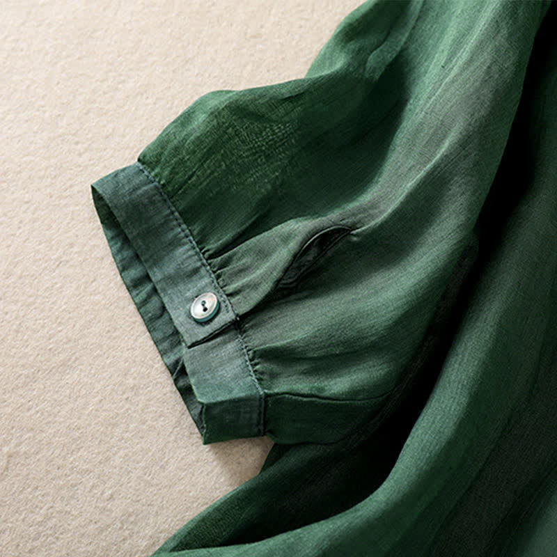 Buddha Stones Retro Embroidery Floral Pattern Short Sleeve Crew Neck Women's Shirt - image 4