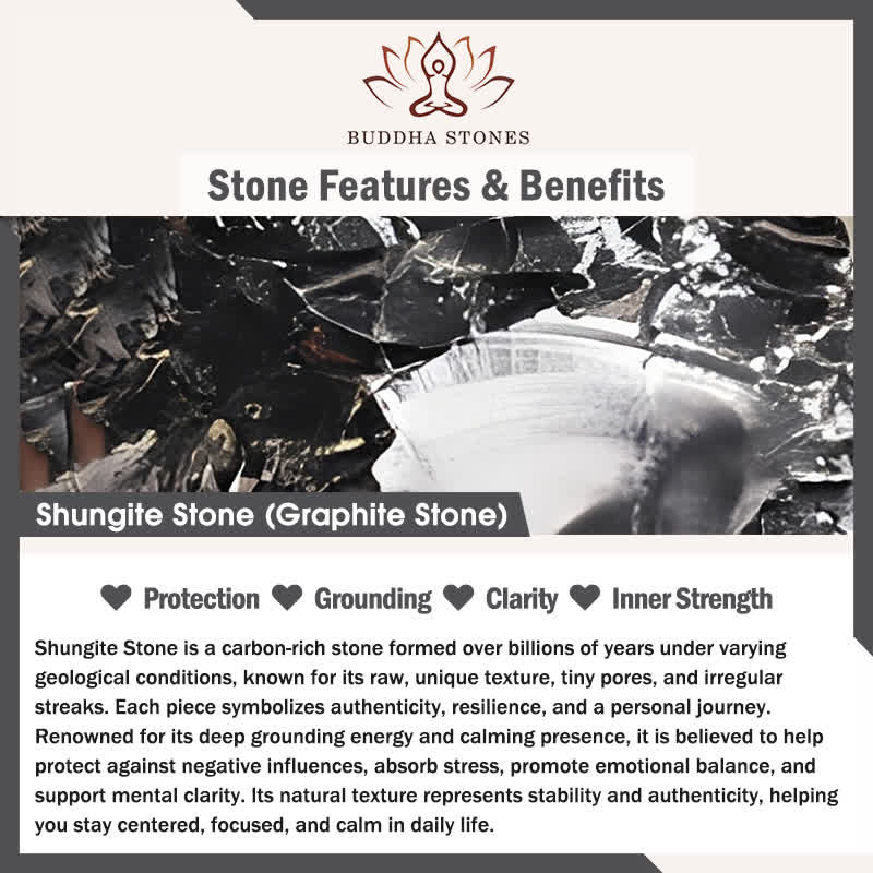 Buddha Stones Round Authentic Shungite Stone Inner Strength Beaded Bracelet - image 4
