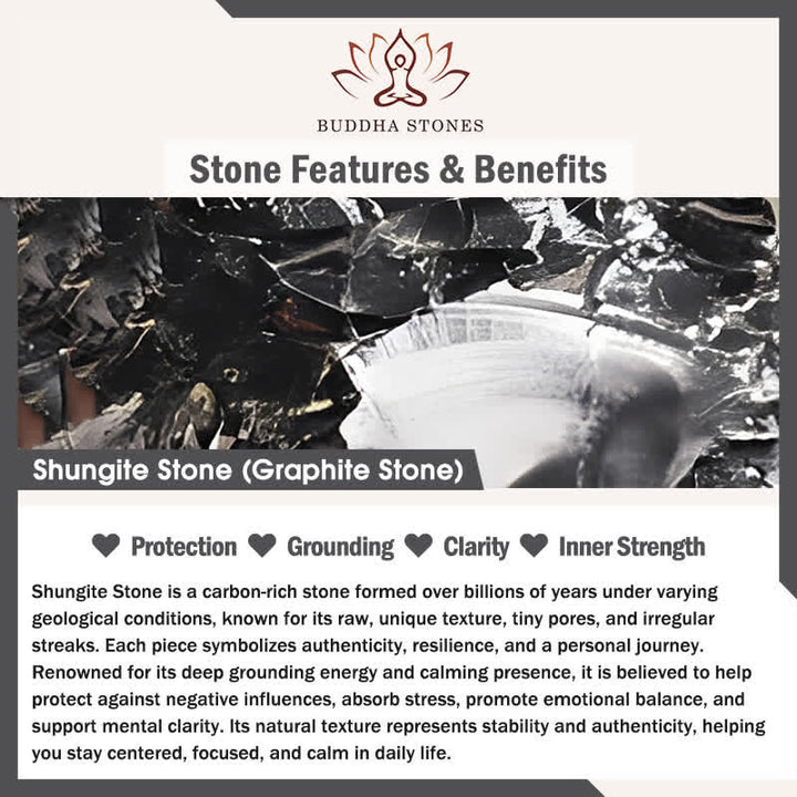 Buddha Stones Round Authentic Shungite Stone Inner Strength Beaded Bracelet - image 4