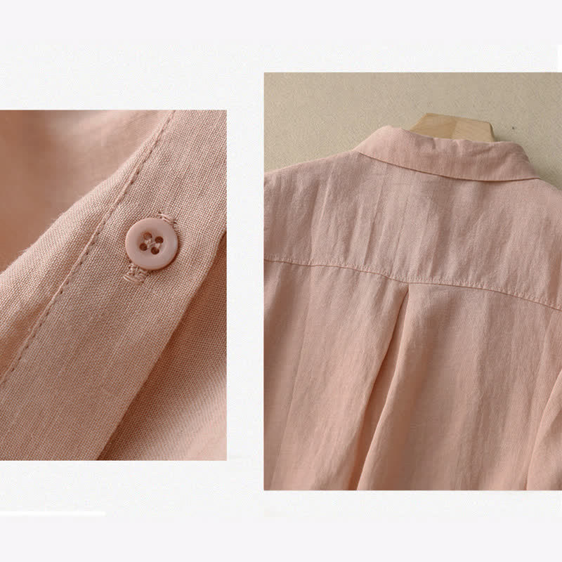 Buddha Stones Spring Pleated Pintuck Peter Pan Collar Half Sleeve Women's Shirt - image 6