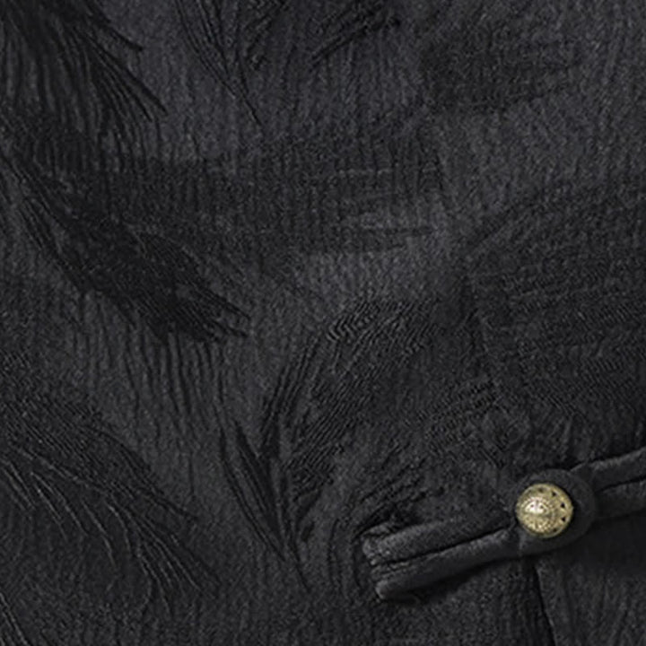 Buddha Stones Summer Mandarin Collar Textured Jacquard Men's Elbow Sleeve Shirt - image 7