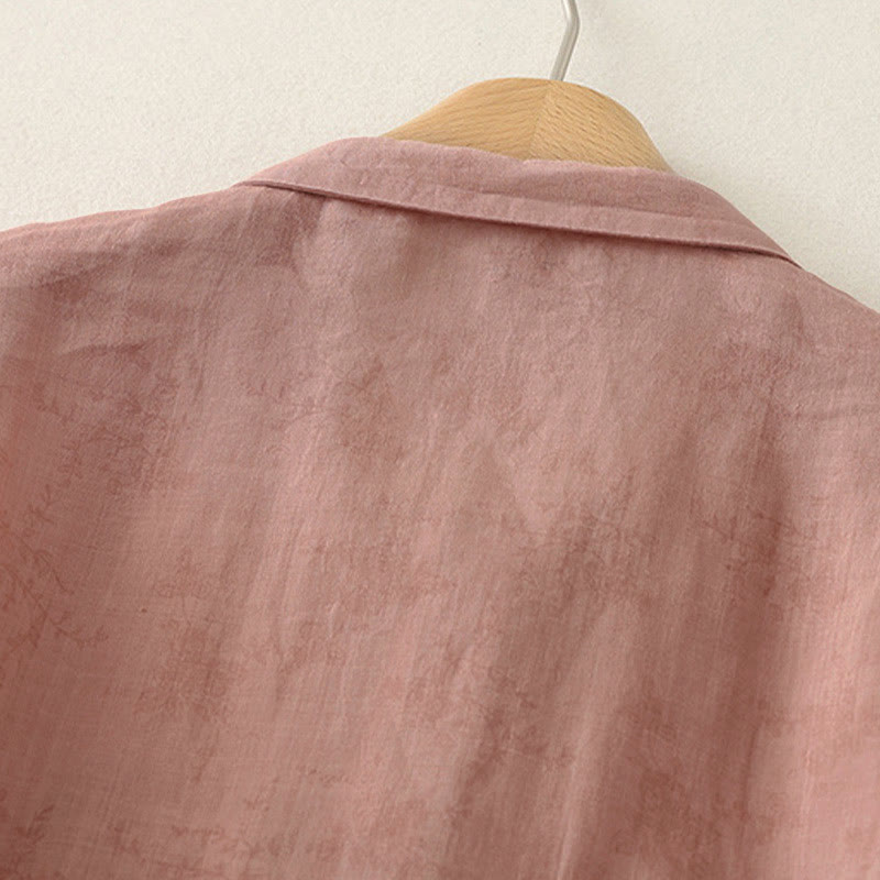 Buddha Stones Stand Collar Embroidery Button Design Three Quarter Sleeve Summer Women's Shirt - image 9