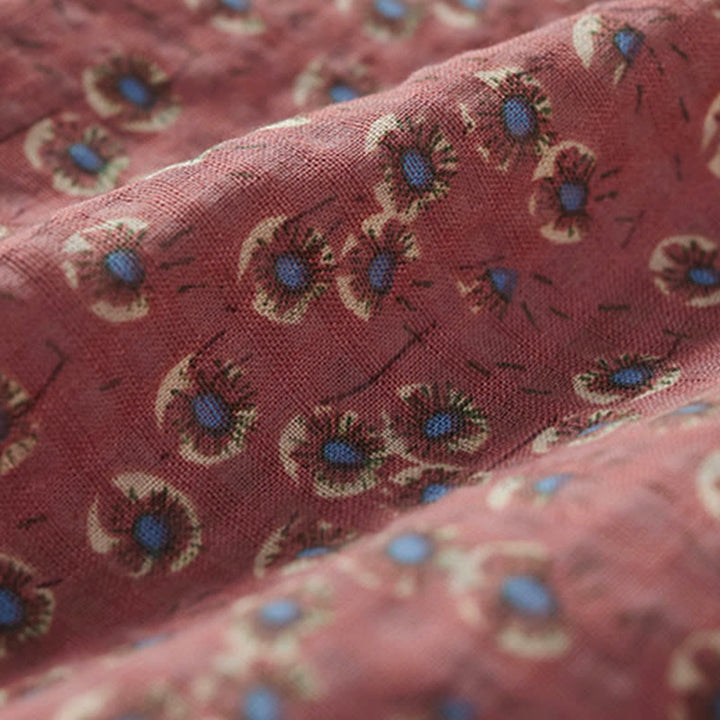 Buddha Stones Front Button Design Floral Print Pattern Women's Cotton Half Sleeve Shirt - image 10