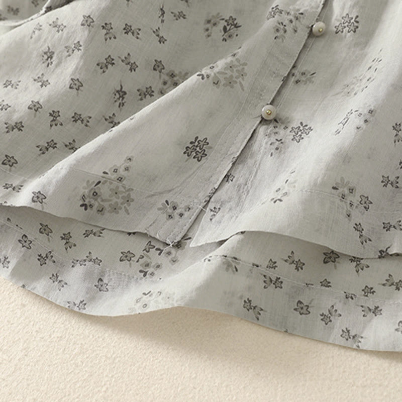 Buddha Stones Casual Floral Print Pattern Three Quarter Sleeve Women's Buttons Shirt - image 19