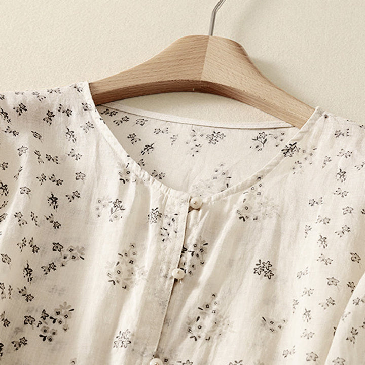 Buddha Stones Casual Floral Print Pattern Three Quarter Sleeve Women's Buttons Shirt - image 11