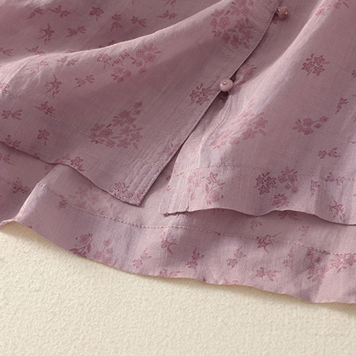 Buddha Stones Casual Floral Print Pattern Three Quarter Sleeve Women's Buttons Shirt - image 6