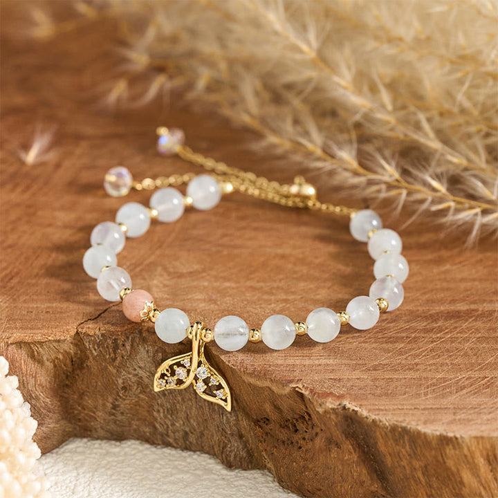 Buddha Stones Natural Aquamarine Gold-Plated Copper Fish Tail Serenity Bracelet - Aquamarine(Wrist Circumference: 14-15cm) - image 0