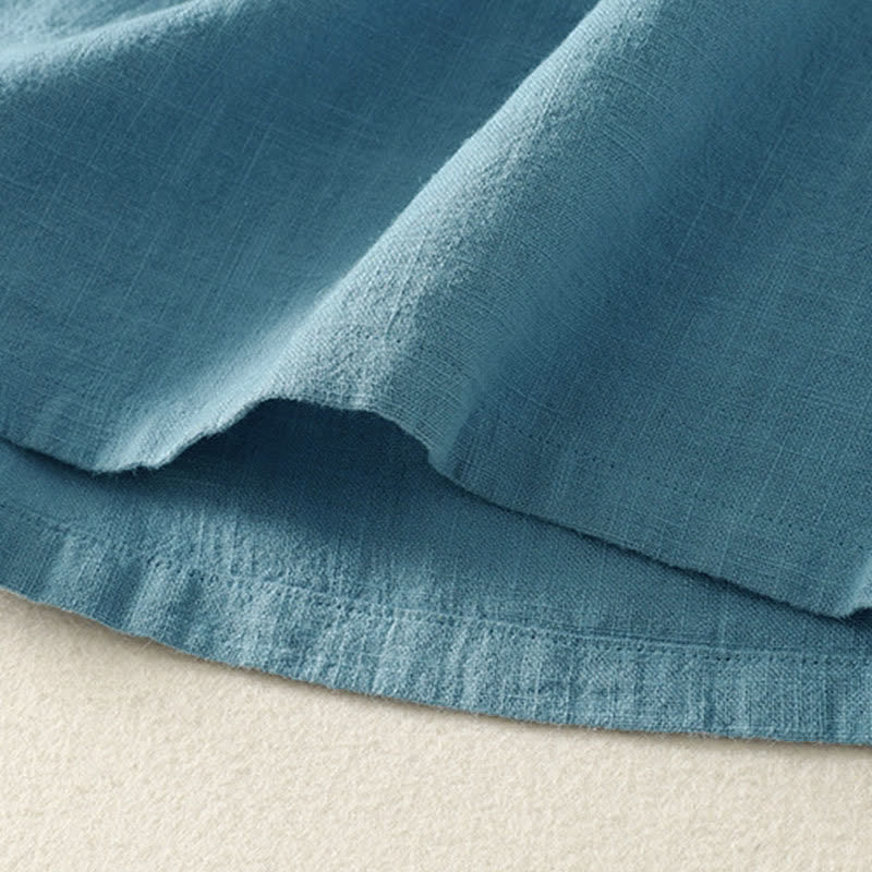 Buddha Stones Summer Stand Collar Buttons Cotton Women's Short Sleeve Shirt - image 3