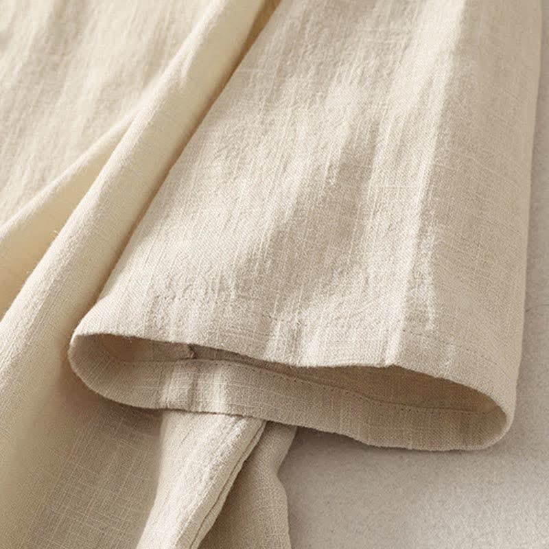 Buddha Stones Summer Stand Collar Buttons Cotton Women's Short Sleeve Shirt - image 9