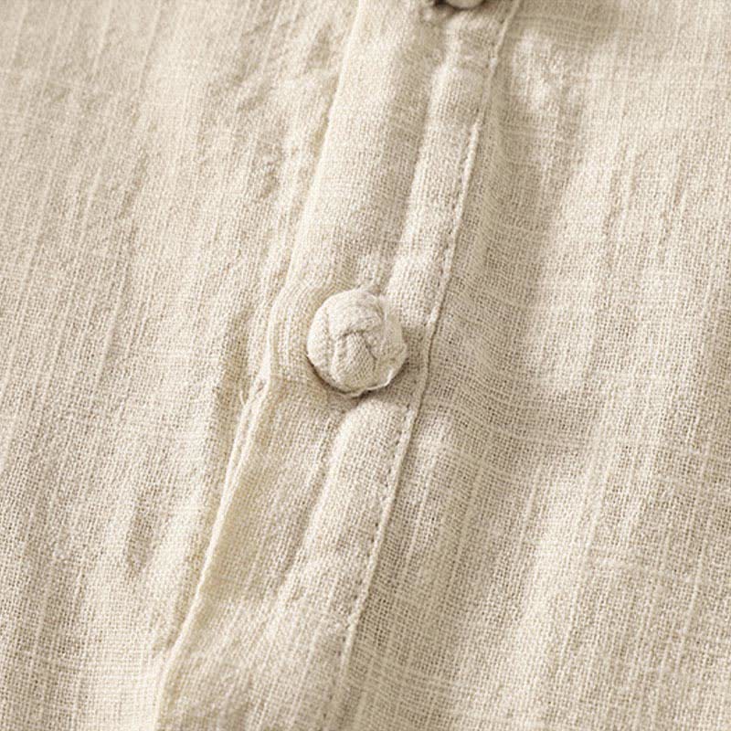 Buddha Stones Summer Stand Collar Buttons Cotton Women's Short Sleeve Shirt - image 10