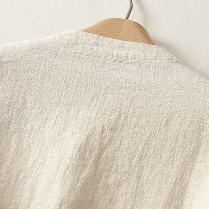 Buddha Stones Summer Stand Collar Buttons Cotton Women's Short Sleeve Shirt - image 8