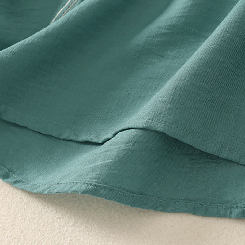 Buddha Stones Summer Mountain Embroidered Crew Neck Women's Short Sleeve Shirt - image 7