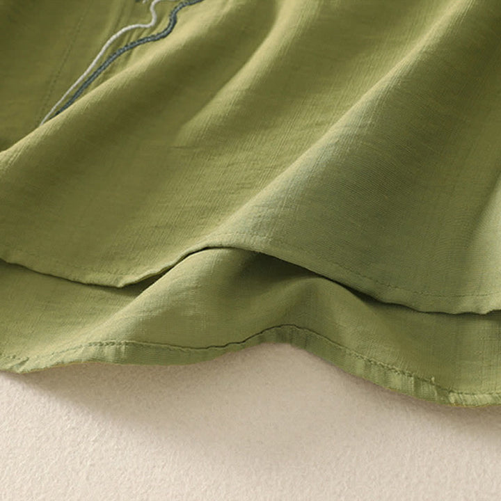 Buddha Stones Summer Mountain Embroidered Crew Neck Women's Short Sleeve Shirt - image 14