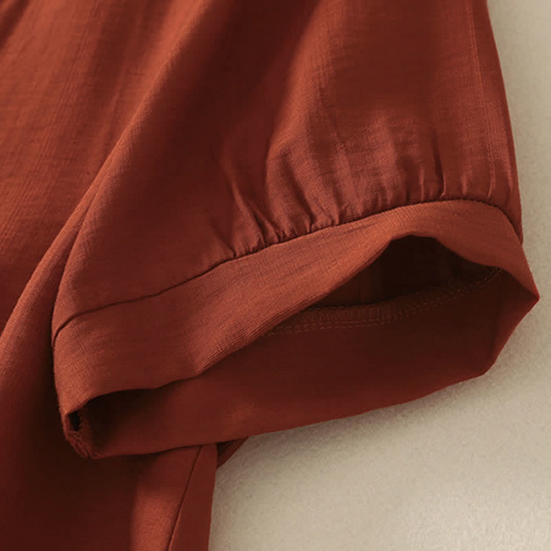 Buddha Stones Summer Mountain Embroidered Crew Neck Women's Short Sleeve Shirt - image 18