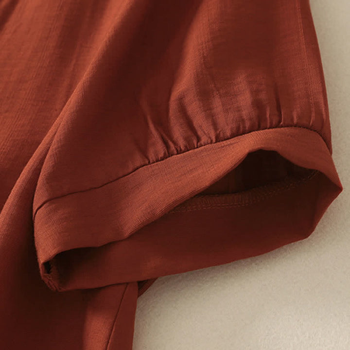 Buddha Stones Summer Mountain Embroidered Crew Neck Women's Short Sleeve Shirt - image 18