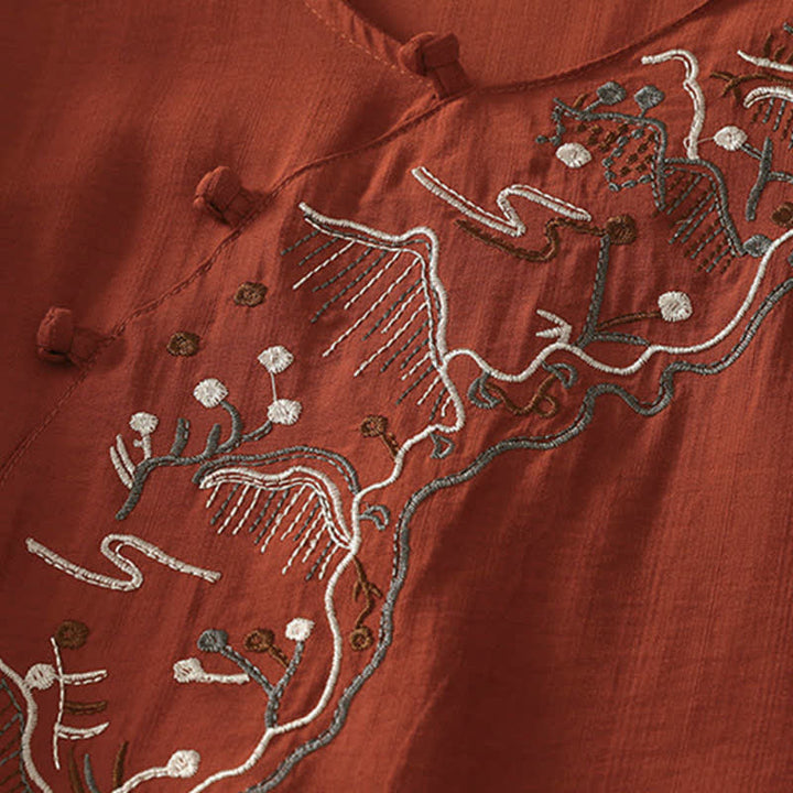 Buddha Stones Summer Mountain Embroidered Crew Neck Women's Short Sleeve Shirt - image 17