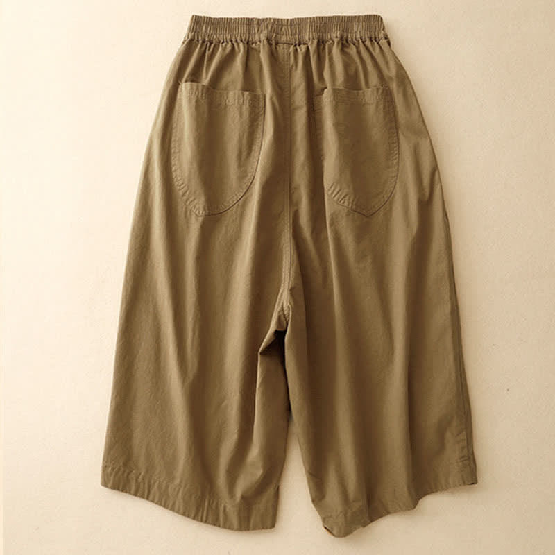 Buddha Stones Summer Cotton Elastic Waist Women's Half Pants With Pockets - image 1