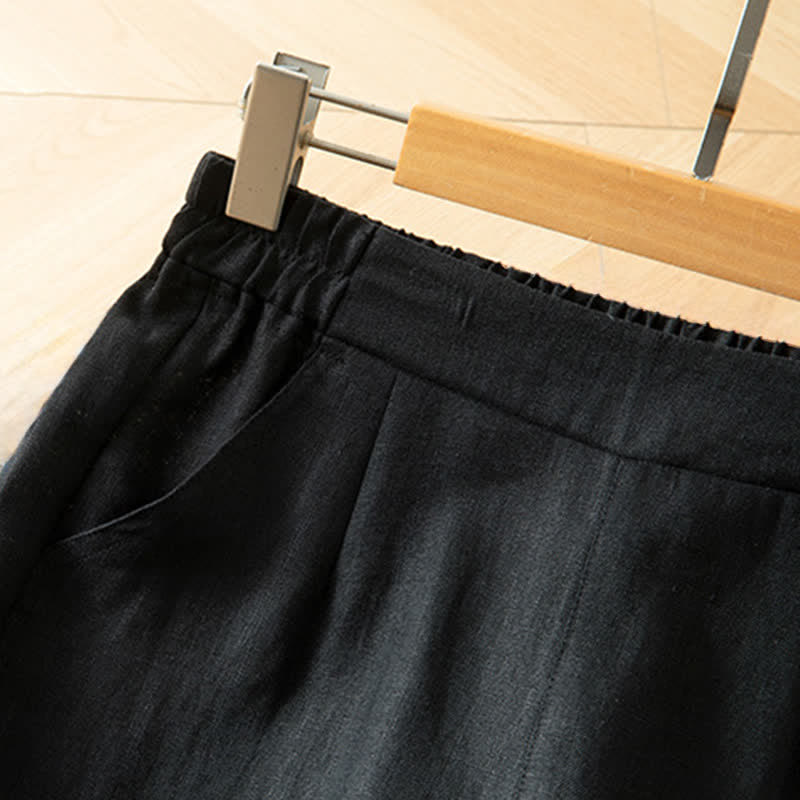 Buddha Stones Women's Spring High Elastic Waist Wide Leg Long Pants With Side Pockets - image 33