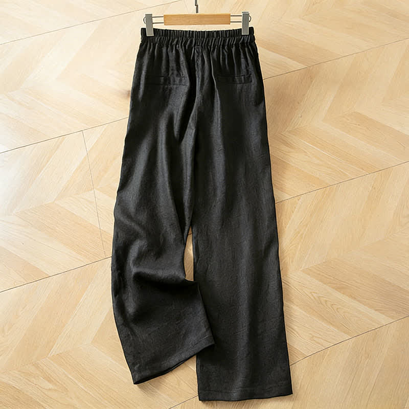 Buddha Stones Women's Spring High Elastic Waist Wide Leg Long Pants With Side Pockets - image 29