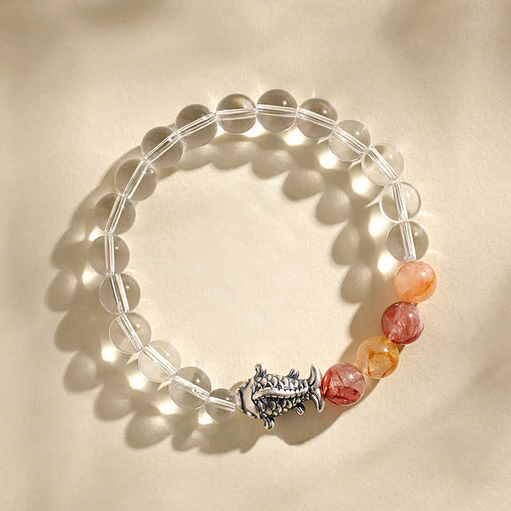 Buddha Stones Clear Quartz 999 Sterling Silver Koi Fish Protection Bracelet - image 2