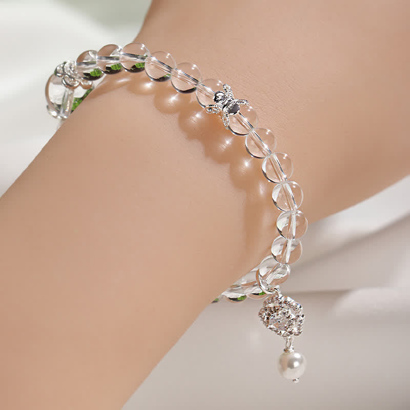 Buddha Stones Natural Clear Quartz Pearl Clarity Bracelet - image 4