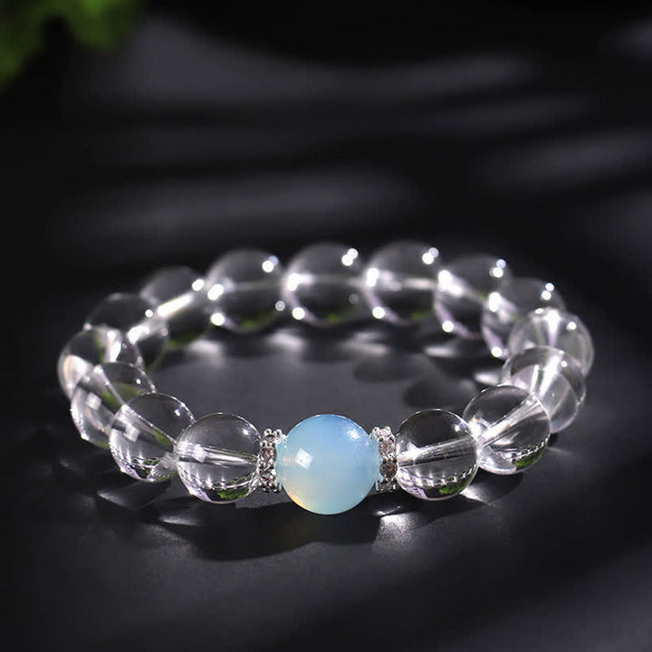 Buddha Stones Clear Quartz Aquamarine Healing Bracelet - 12mm Clear Quartz(Wrist Circumference:17–18 cm) - image 10