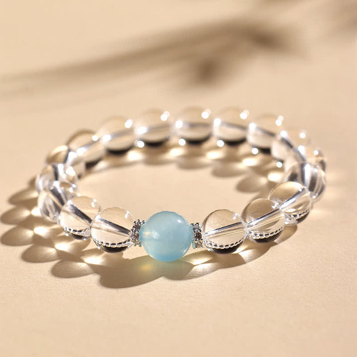 Buddha Stones Clear Quartz Aquamarine Healing Bracelet - image 4