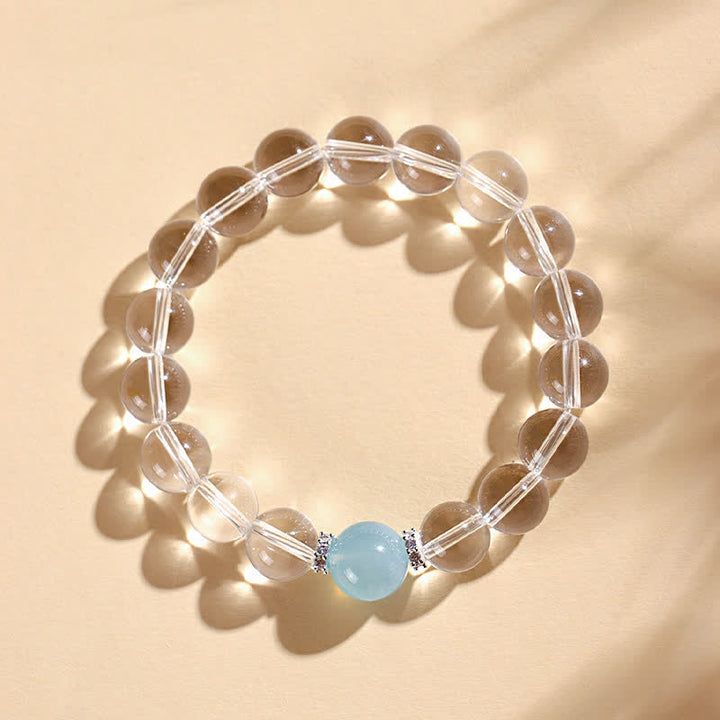 Buddha Stones Clear Quartz Aquamarine Healing Bracelet - image 8