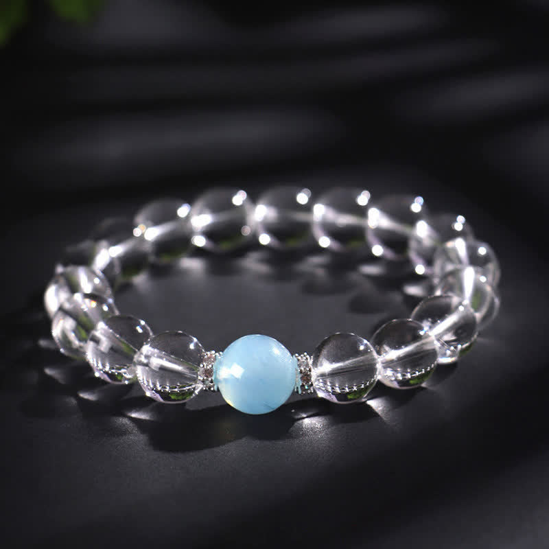 Buddha Stones Clear Quartz Aquamarine Healing Bracelet - image 12