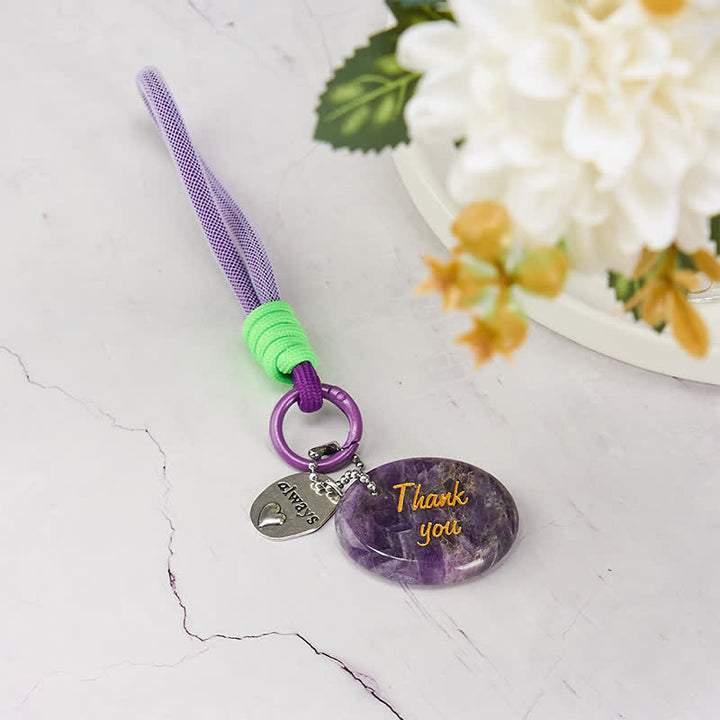 Buddha Stones Thank You Gifts Natural Amethyst Positive Key Chain Hanging Decoration - image 1