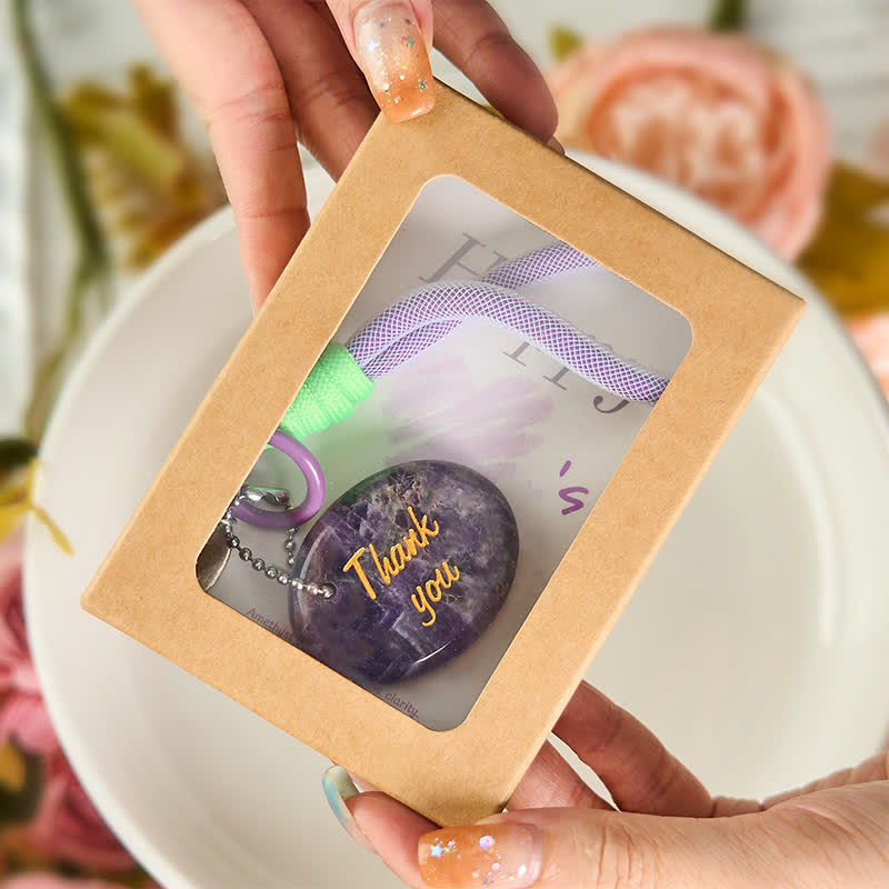 Buddha Stones Thank You Gifts Natural Amethyst Positive Key Chain Hanging Decoration - image 3