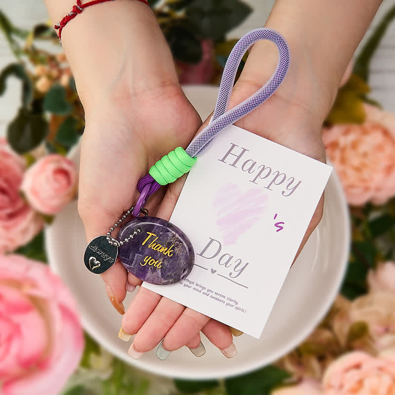 Buddha Stones Thank You Gifts Natural Amethyst Positive Key Chain Hanging Decoration - image 2
