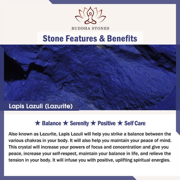 Buddha Stones Lapis Lazuli Minimalist Stretch Bead Wisdom Bracelet - image 5