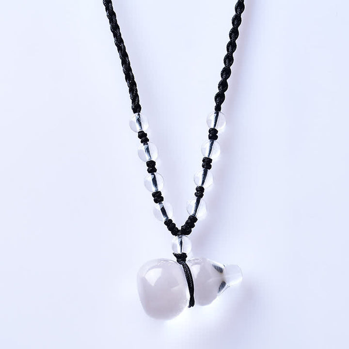 Buddha Stones Natural Clear Quartz Gourd Protection Beads Rope Necklace - image 1