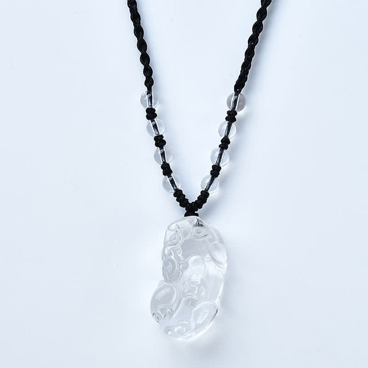 Buddha Stones Natural Clear Quartz Pixiu Clarity Beads Rope Necklace - image 4