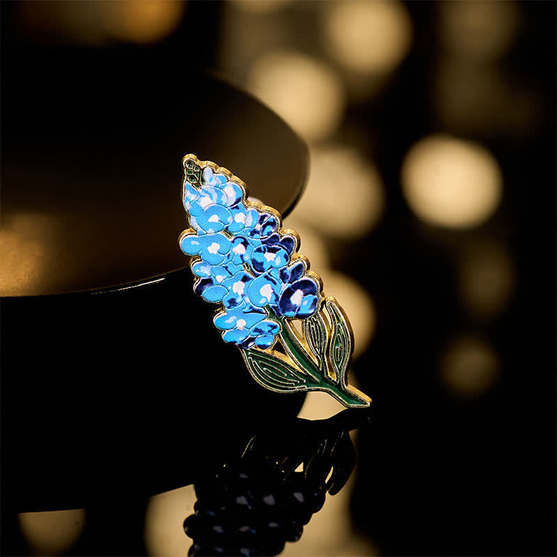Buddha Stones Small Forget-Me-Not Corn Poppy Lily of the Valley Hydrangea Lupine Copper Brooch - Lupine 1.4*3.5cm - image 17