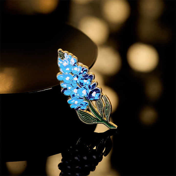 Buddha Stones Small Forget-Me-Not Corn Poppy Lily of the Valley Hydrangea Lupine Copper Brooch - Lupine 1.4*3.5cm - image 17