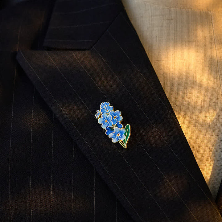 Buddha Stones Small Forget-Me-Not Corn Poppy Lily of the Valley Hydrangea Lupine Copper Brooch - image 3