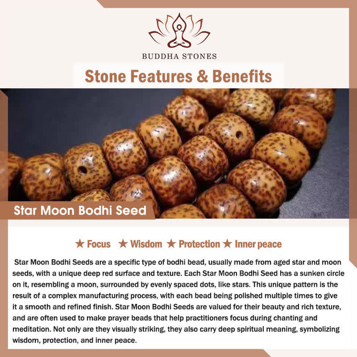 Buddha Stones Star Moon Bodhi Seed Dzi Bead Wisdom Hand-Woven Tibetan 108 Bead Mala - image 5