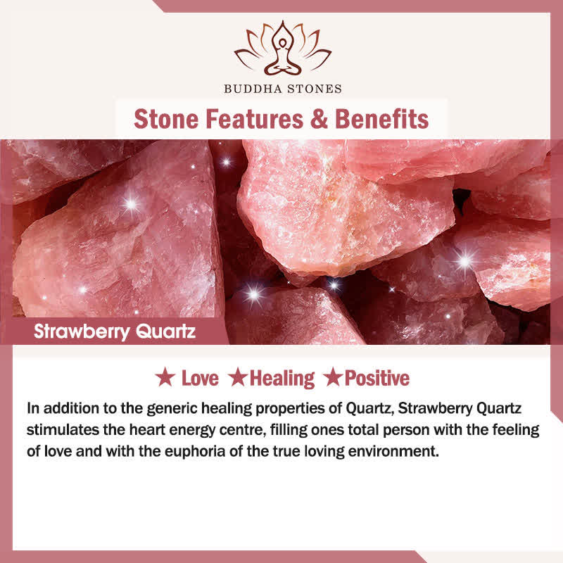 Buddha Stones Strawberry Quartz Moonstone Cat Charm Love Bracelet - image 6