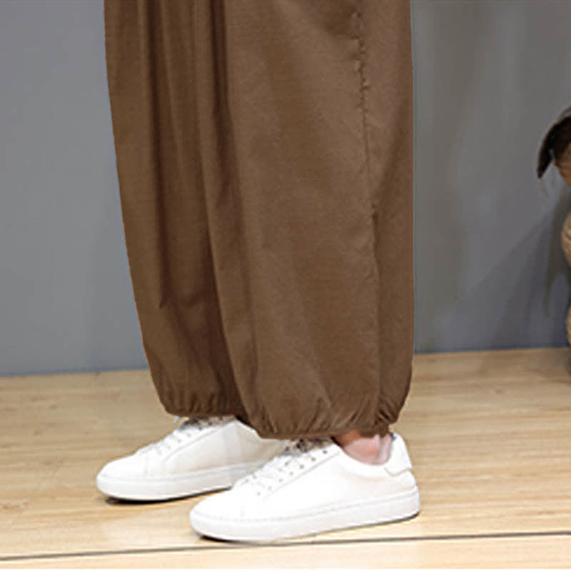 Buddha Stones Summer Zen Elastic Waist Cuff Men's Cropped Harem Pants With Pockets - image 27