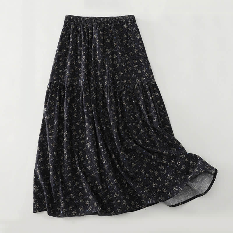 Buddha Stones Floral Elastic Waist Ruffle Hem Women's Skirt - image 3