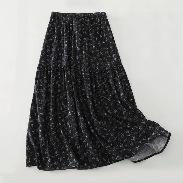 Buddha Stones Floral Elastic Waist Ruffle Hem Women's Skirt - image 3