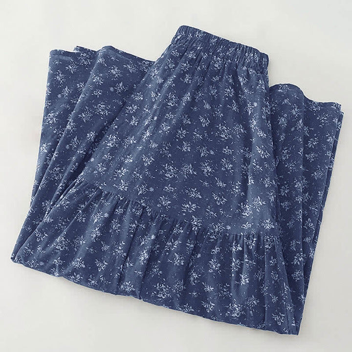 Buddha Stones Floral Elastic Waist Ruffle Hem Women's Skirt - image 1